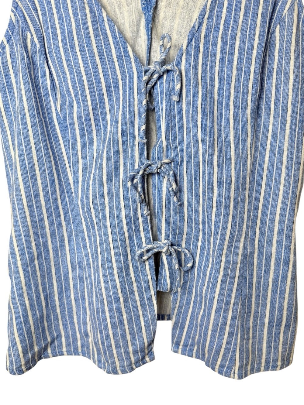a new day Small Blue and White Striped Tie-Front Tank Top Vest - Picture 5 of 6